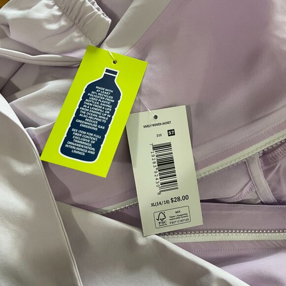 Vively - Lightweight Lavender Purple Zip Jacket with Hood - Girls 14/16 - NWT - Picture 7 of 8